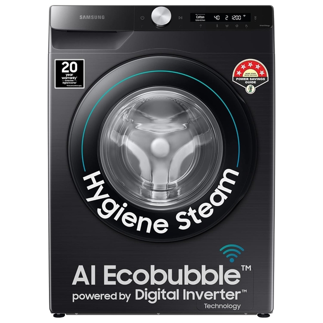 Samsung 7 Kg Fully-Automatic Front Loading Washing Machine Appliance with AI Control & SmartThings Connectivity (WW70T502DAB1TL,Black Caviar)
