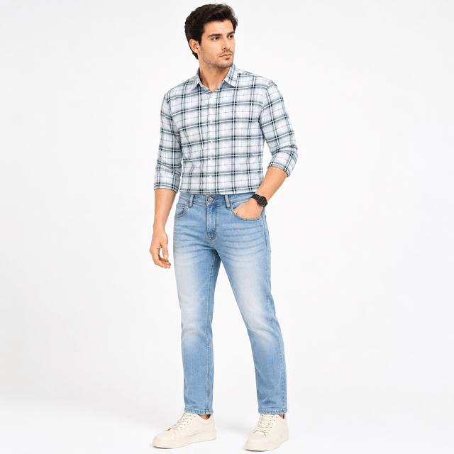 Men Blue Mid Rise Slim Fit Plain Jeans