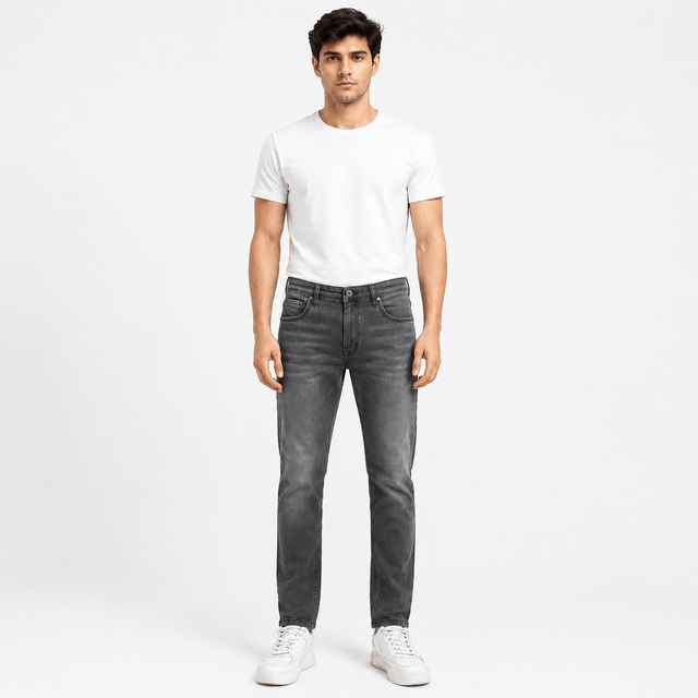 Men Grey Slim Fit Solid Jeans