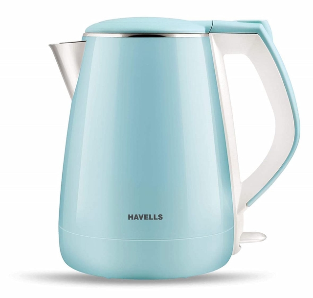 Havells Electric Kettle Aqua Plus 1250 Watts 1.2 liters , Double Layered Cool Touch Outer Body (Blue)