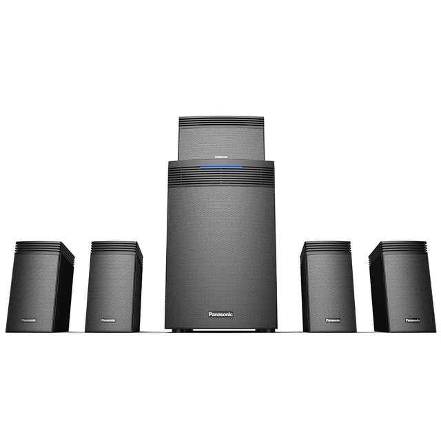 Panasonic SC-HT550GW-K 5.1 Ch Home Theatre with Real Surround Sound, 150 W, Bluetooth, USB, AUX, RCA, Powerful Subwoofer, Wall mountable Speakers, Remote for Volume & Bass Control (Black)