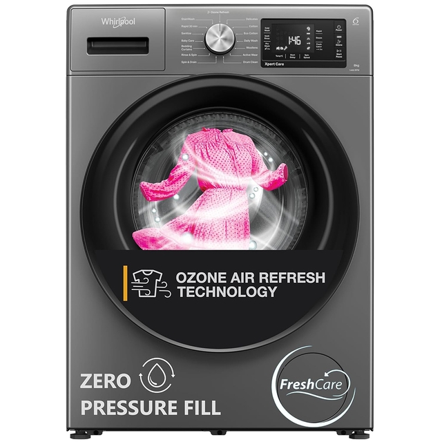 Whirlpool 8 Kg Ozone Technology Inverter Fully Automatic Front Load Washing Machine with In-Built Heater (XO8014BYM52E, Midnight Grey, 100+ Tough Stains, 1400 RPM, 2024 Model)
