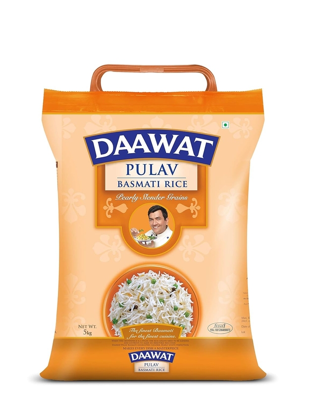 Daawat Pulav, Long Grains, Fluffy Basmati for finest Pulav, 5 Kg