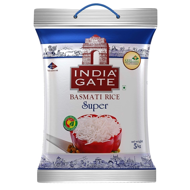 India Gate Basmati Rice Bag, Super, 5kg