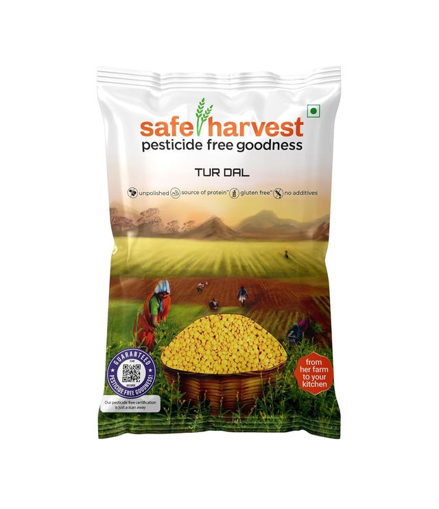 Safe Harvest Pesticide Free Goodness Unpolished Tur Dal/Arhar Dal | Natural | Chemical Free | Vegan | Gluten Free - 1Kg