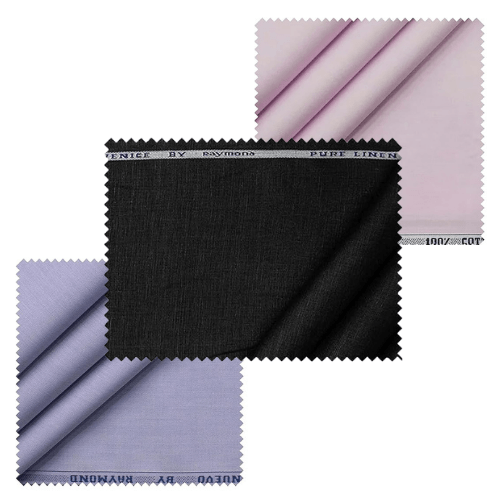 EX- Raymond  Men's Unstitched Fabric Suiting  3.25 mtrs, Raymond Men's Pure Linen Shirting Fabric 1.7 meters 2pcs + Card (Free Wallet 5000)