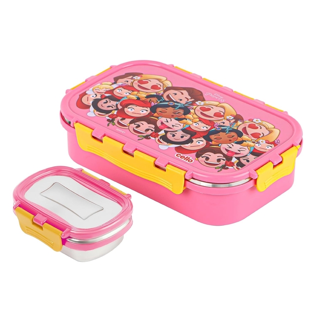 CELLO Fun Food Big | 100% Food Grade | Leak Proof and Break Resistant | 2 Containers Lunch Box, 1024 ml, Pink