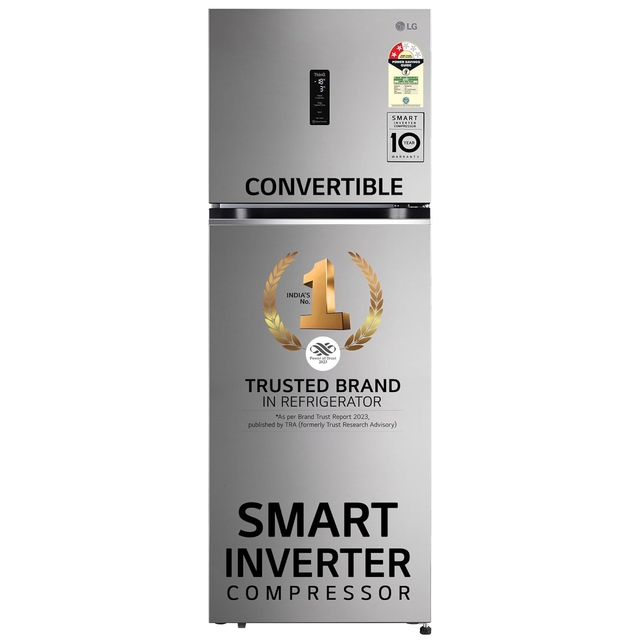 LG 322 L 2 Star Frost-Free Smart Inverter Wi-Fi Double Door Refrigerator Appliance (2023 Model, GL-T342TPZY, Shiny Steel, Convertible & Door Cooling+)