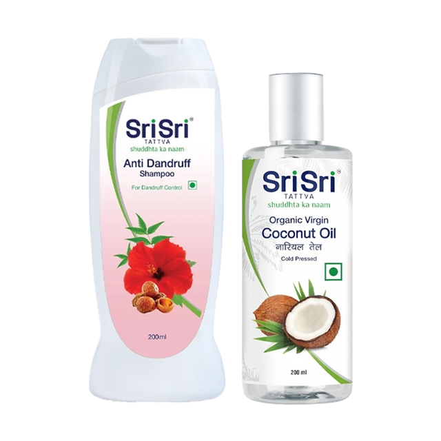 Sri Sri TATTVA shuddhta ka naam Anti Dandruff Shampoo, 200Ml & Sri Sri Tattva Organic Virgin Coconut Oil, 200ml