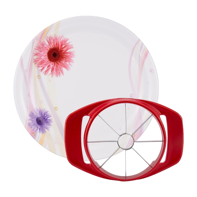 BPA Safe and Unbreakable Round Full Plates & Kai Apple Slicer Corer Cutter