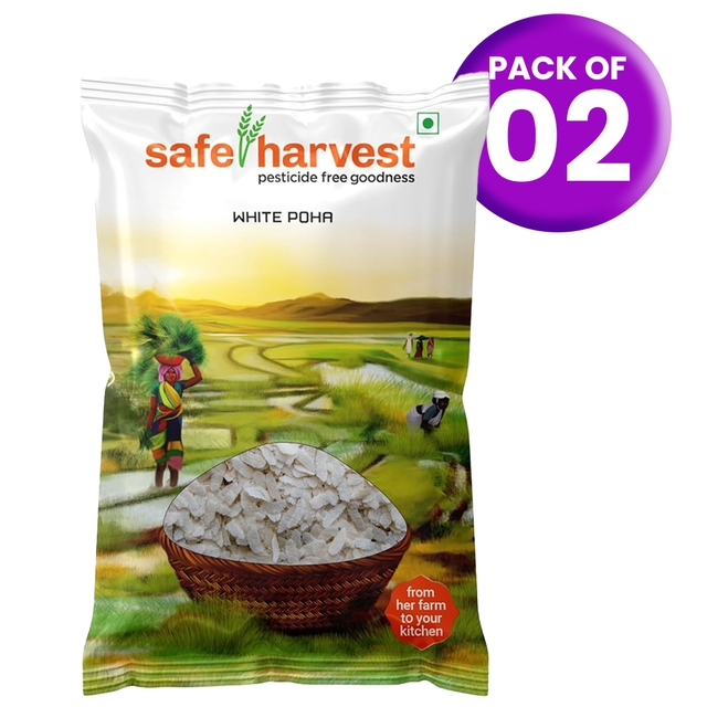 Safe Harvest Pesticide Free White Poha 500 gram (Pack of 2)