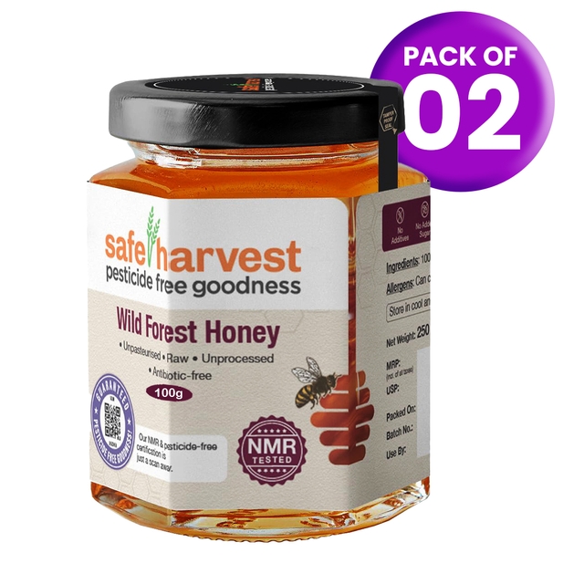 Safe Harvest Pesticide-Free Forest Honey | Pure & Natural - 100g (Pack of 2)