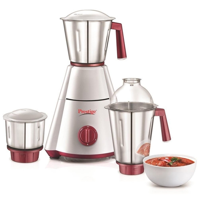 Prestige Nakshatra Plus 750W 750-Watt Mixer Grinder - Nakshatra Plus with 3 Jars (White/Red)