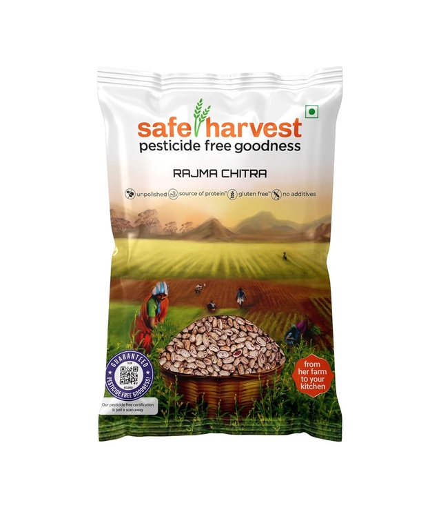 Safe Harvest Pesticide-Free Rajma Chitra | Vegan | Gluten Free - 500 Gm