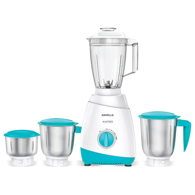 Havells Aspro 4 Jar 500 watt Mixer Grinder with 1.75Ltr (White and Light Blue)
