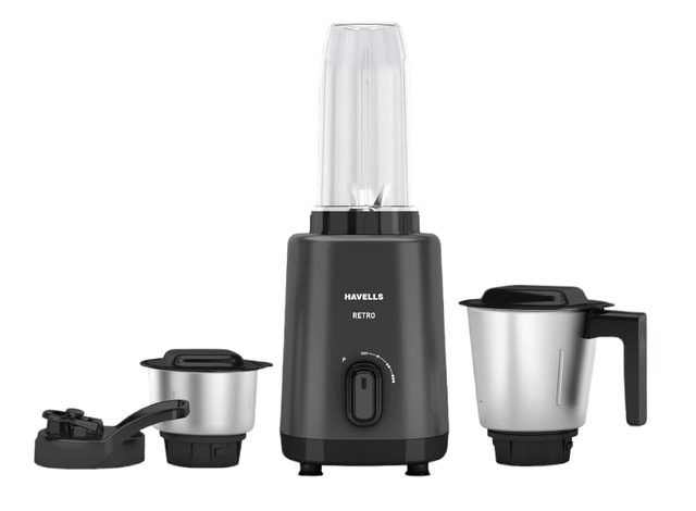 Havells Retro Nutri-Xl 500 Watts 3 Jar Mixer Grinder & Slipper Lid(Black)