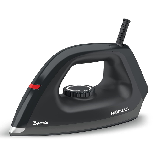 Havells Plastic Dazzle 1100W Dry Iron Press German Technology Non Sick(Black), 1100 Watts