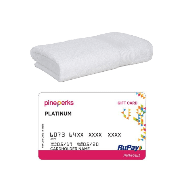 100% Cotton  Bath Towel Large (White) + Prepaid Card