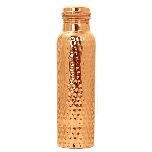 EX-  Hammered copper water bottle 1 litre copper water bottle with hammered design