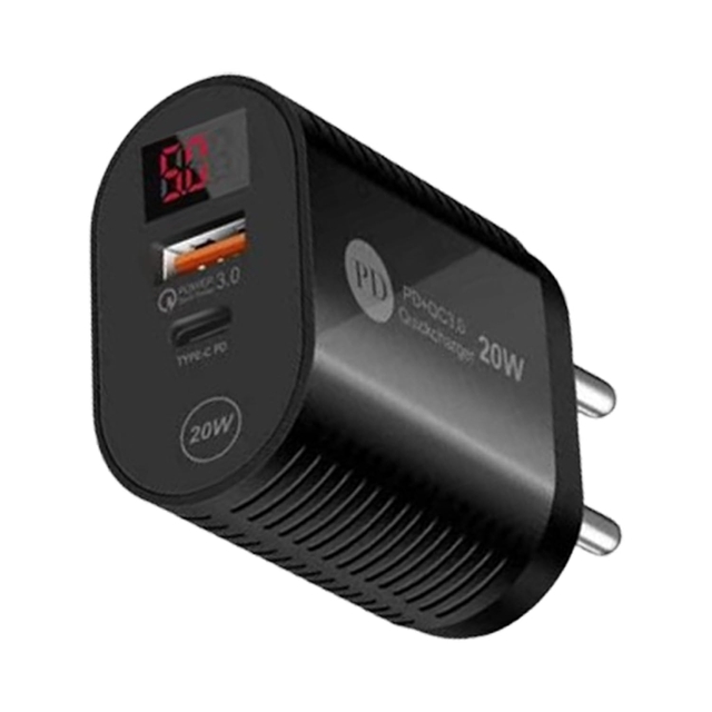 IVON 20W PD + 3.4A USB Wall Charger Adapter with Digital LED & Quick Charge 3.0 Compatible with Smartphones, Tablets, iPads etc.