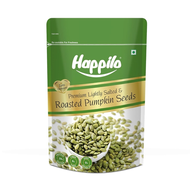 Happilo Premium Roasted Pumpkin Seeds for Eating 200g, Lightly Salted for Healthy Diet, Immunity Booster and Fiber Rich Superfood