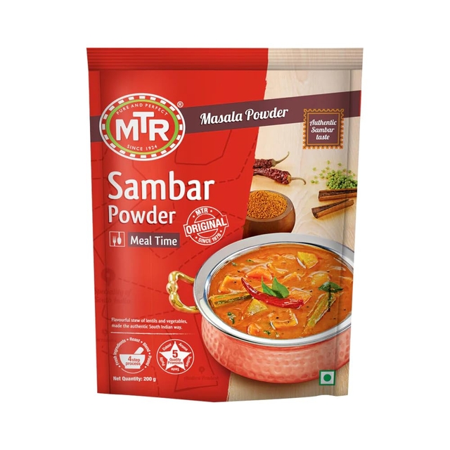 MTR Sambar Masala Powder,Authentic, mouth watering South Indian rasam, 200 G,Pack of 1