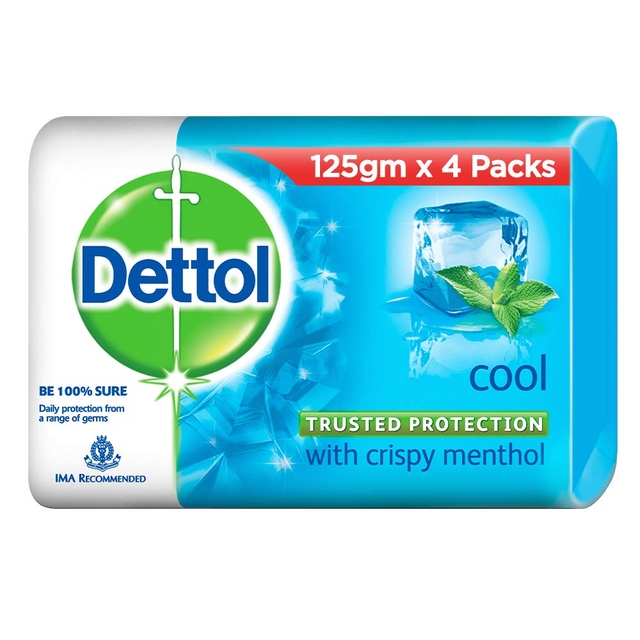 Dettol Cool Germ Protection Bathing Soap bar, 125gm (Pack of 4)
