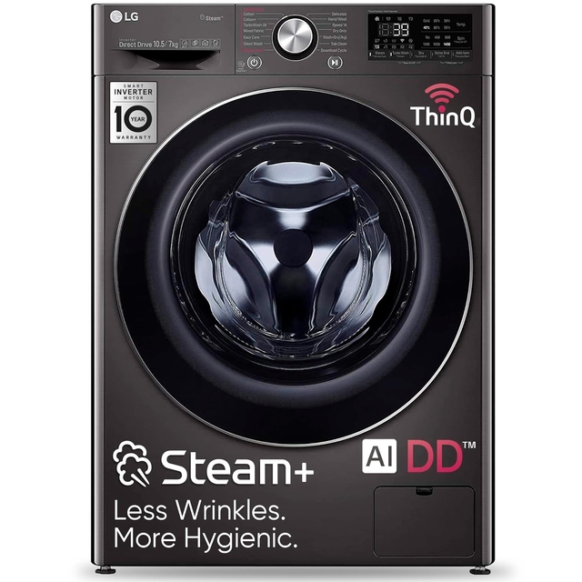 LG 9 Kg 5 Star Wi-Fi Inverter AI Direct-Drive Touch Panel Fully Automatic Front Load Washing Machine (FHV1409Z4M, Steam for Hygiene, In-Built Heater, 6 Motion DD, Middle Black)