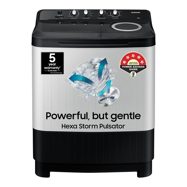 Samsung 8.5 kg, 5 star, Semi-Automatic Washing Machine (WT85C4200GG/TL, Air Turbo Drying, LIGHT GRAY)