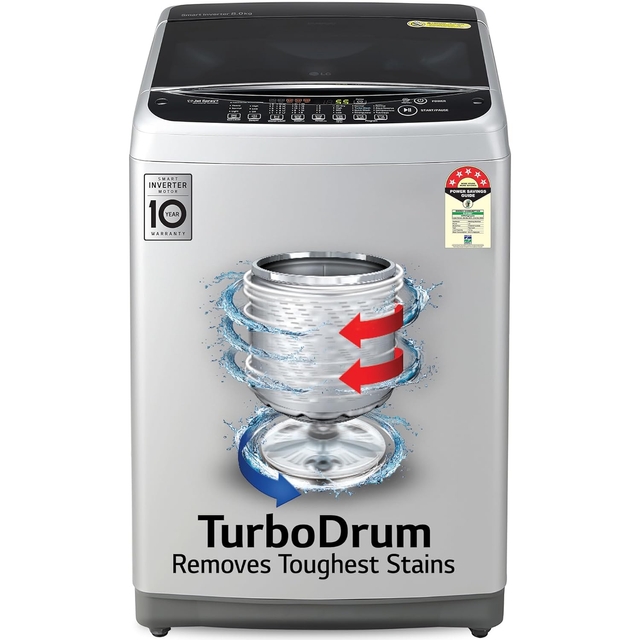 LG 8 Kg 5 Star Smart Inverter TurboDrum Fully Automatic Top Loading Washing  Machine, Silver