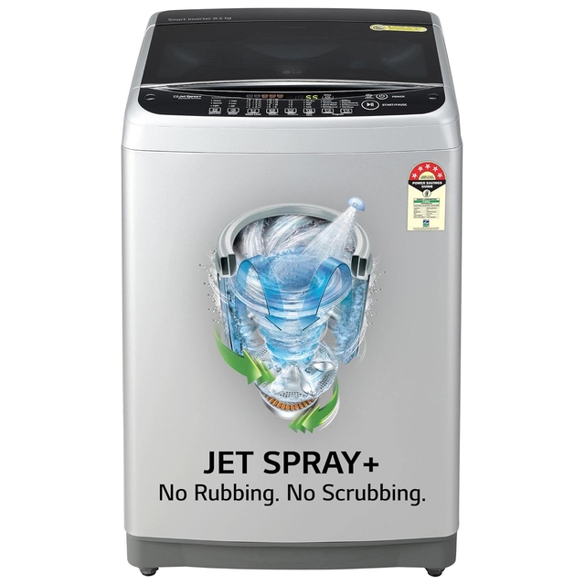 LG 8.5 Kg 5 Star Smart Inverter Jet Spray Fully Automatic Top Loading Washing Machine (T85AJSF1Z, Middle Free Silver, TurboDrum)