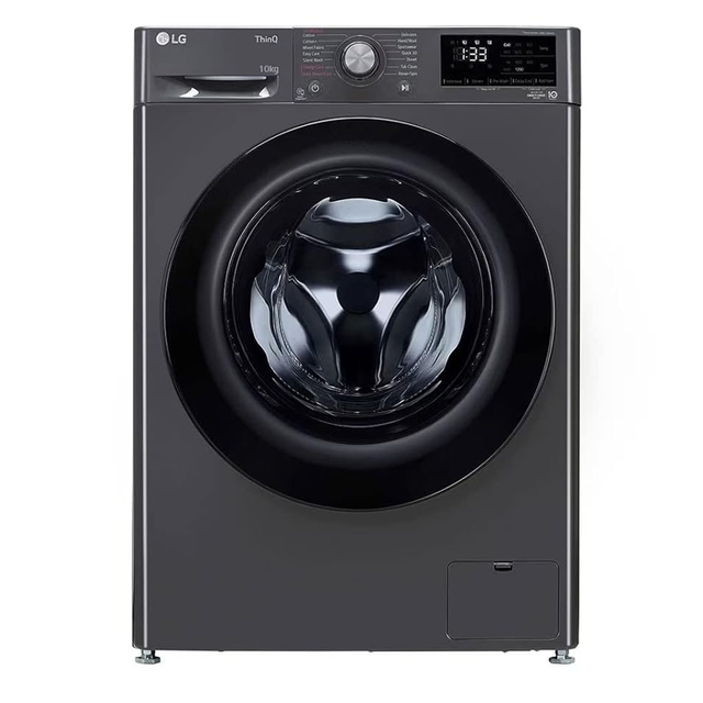 LG 10 Kg 5 Star Inverter Wi-Fi Fully-Automatic Front Load Washing Machine  with In-Built Heater (FHP1410Z7B, Black Steel, AIDD Technology, 1400 RPM & Steam+)