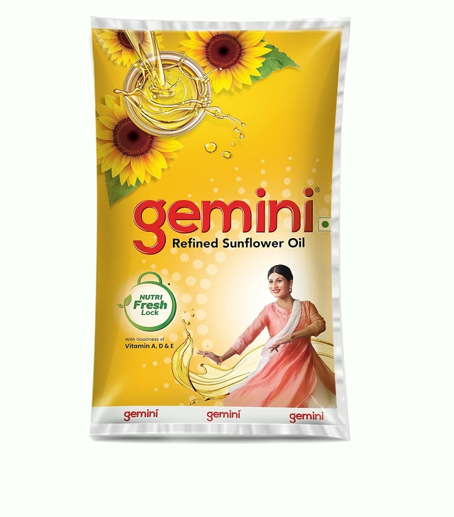 Gemini Refined Sunflower Oil Pouch, 1L