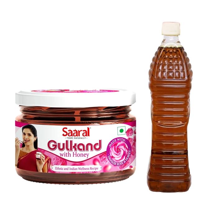 Saaral Gulkand (No Added Colors) 250g & Pure Malnad honey 500ml