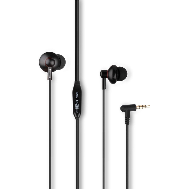 Zebronics Zeb-Buds 10 (Black) In Ear Wired Earphones with Mic, Metallic Design, L Shaped Connector, 13.5mm NdFeb Drivers