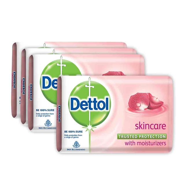 Dettol Skincare Soap, 125g (Pack of 3) with Free Dettol Skincare Soap, 125g