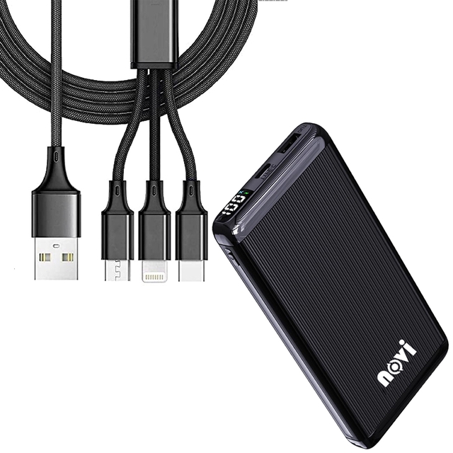 Ivon - 10000mAh 22.5W Fast Charging Power Bank, 20W PD Fast Charging,(Model CR - PB - 207) with Ivon 3in1 Charging Power Cable(CA- 10)