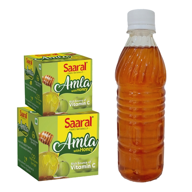 Malnad Pure Honey,500g With Saaral Amla (Indian Gooseberry) with Pure Honey (Pack of 2) Free