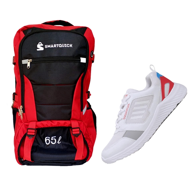 SmartQuick Premium 65 litres, hiking trekking Bag BUY GET ASIAN Blade-13 Running Shoes Free