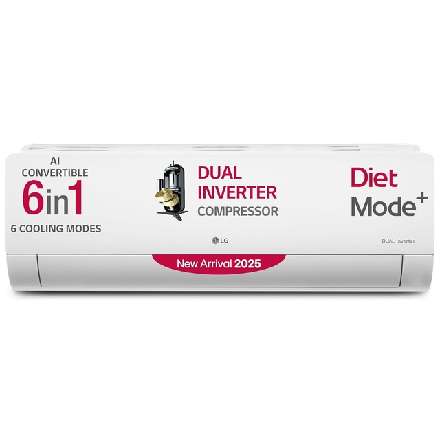 LG 2 Ton 3 Star DUAL Inverter Split AC (Copper, AI Convertible 6-in-1, Diet Mode+, Faster Cooling & Energy Saving, 4 Way Swing, HD Filter with Anti-Virus Protection, US-Q24ENXE, White)