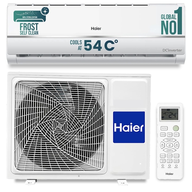 Haier 1 Ton 3 Star Twin Inverter Split AC (Copper, 7 in 1 Convertible, Frost Self Clean, HD Filter, Cools at 54°C, Long Air Throw - HSU11V-TMS3BN-INV,White)