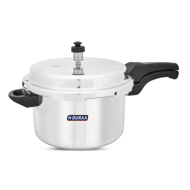 N-DURAA  Deluxe Aluminium Pressure Cooker, 10 Litres,Silver