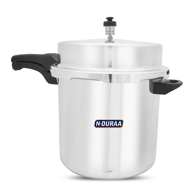 N-DURAA  Pressure Cooker, Outer Lid, Silver, Aluminium, 12 Liters