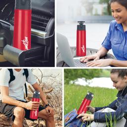 MILTON Atlantis 900 Thermosteel Insulated Bottle, 750 ml Water Bottles, 24 Hours Hot and Cold, Easy to Carry, Easy Grip, Rust Proof, Tea, Coffee, Office, Travel Bottle, Red