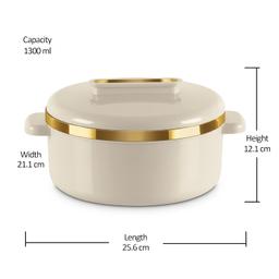 MILTON Curve 1500 Inner Stainless Steel Casserole, 1300 ml, Ivory | BPA Free | Food Grade | Easy to Carry | Easy to Store | Chapati | Roti | Curd Maker