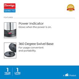 Prestige Electric Kettle PKSS (1350 watts) 1.0Ltr - Stainless Steel