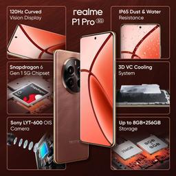 realme P1 Pro 5G (Phoenix Red, 8GB RAM, 128GB Storage) | Up to 16 GB Dynamic RAM | Snapdragon 6 Gen 1 Processor | 6.7" Curved AMOLED Display | 50MP + 8MP | 16MP Front Camera | IP65 Water Resistance