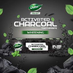 DABUR Herb'L Activated Charcoal Toothpaste-240G (120Gx2,Pack Of 2)|Black Gel Toothpaste|Whitening |Fluoride Free|Fights Plaque&Extrinsic Stains|With Power Of Mint|Cool&Refreshing Mouth Experience