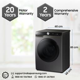 Samsung 10.5 Kg / 7.0 Kg Wi-Fi Enabled Inverter Fully-Automatic Front Load Washer Dryer (WD10T704DBX/TL, Inox, AI Control)