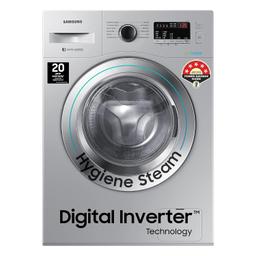 Samsung 6.5 Kg Inverter 5 star Fully-Automatic Front Loading Washing Machine (WW66R22EK0S/TL, Silver Hygiene Steam)